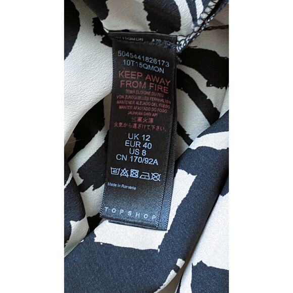 TOPSHOP Printed Collared Midi Dress Size 8 - Picture 11 of 12